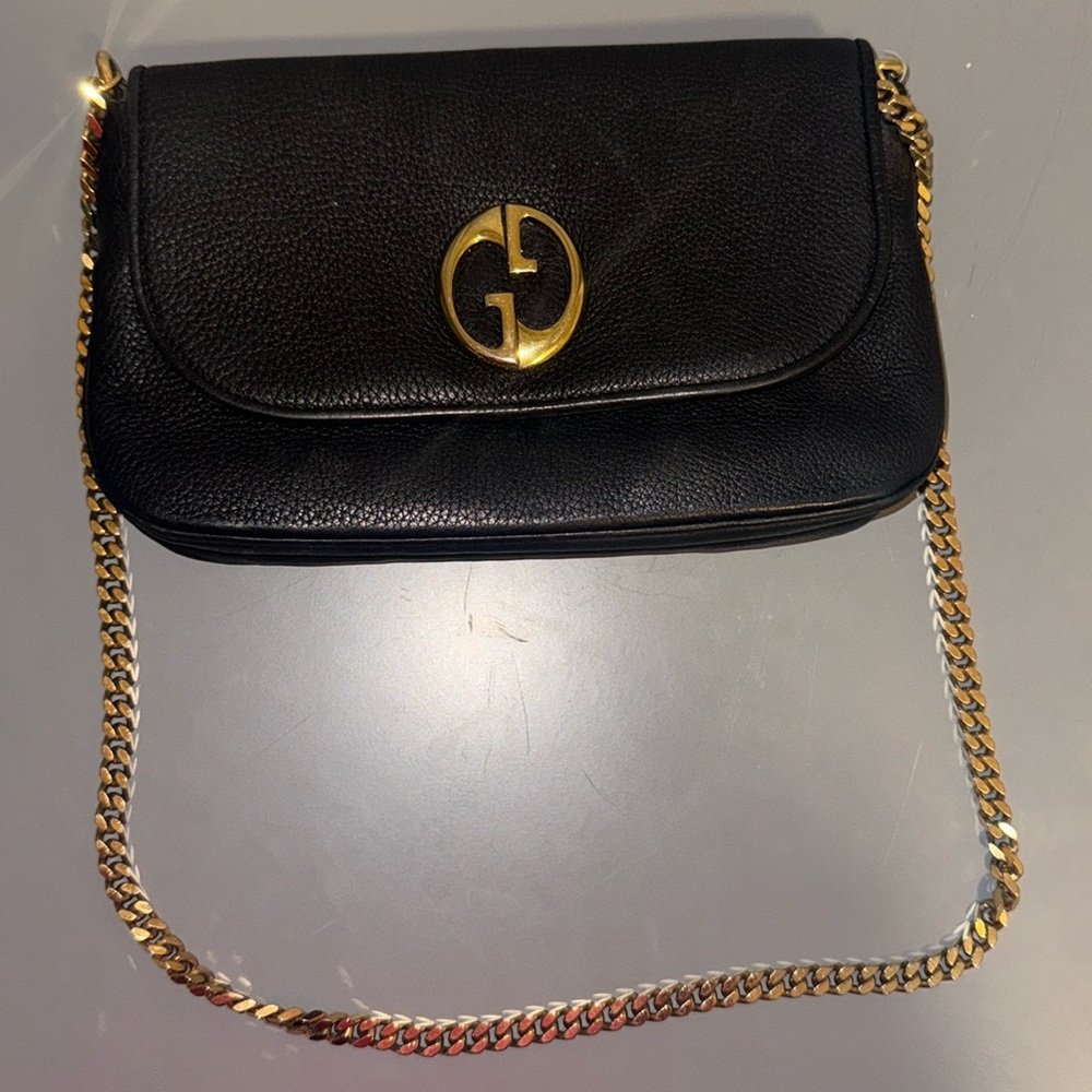 Gucci Black and Gold Chain Bag